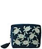 Elizabeth Scarlett Turtle Conservation Marine Navy Velvet Wash Bag, Color:Navy - Image 1