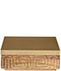 Color:Natural - Image 1 - Maze Carved Mango Wood & Brass Decorative Storage Box
