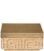 Color:Natural - Image 2 - Maze Carved Mango Wood & Brass Decorative Storage Box