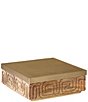 Color:Natural - Image 3 - Maze Carved Mango Wood & Brass Decorative Storage Box