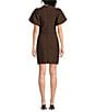 ELLIATT Floriana Double Knit High Round Neck Short Puff Sleeve Mini Dress - Image 2
