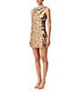 ELLIATT Noelle Silver Floral Sequin High Neck Sleeveless Mini Shift Dress - Image 3