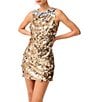 ELLIATT Noelle Silver Floral Sequin High Neck Sleeveless Mini Shift Dress - Image 4