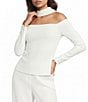 ELLIATT Skye Stretch Crepe Off-The-Shoulder Long Sleeve Satin Neck Tie Top - Image 1