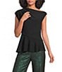 ELLIATT Zinelle Stretch Crepe High Asymmetric Neck Peplum Top - Image 1