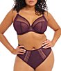 Color:Wine Diamond - Image 3 - Plus Matilda Embroidered Sheer Plunge Convertible U-Back to Racerback Contour Wire Full-Busted Bra