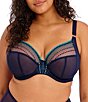 Color:Siren Song - Image 1 - Plus Matilda Embroidered Sheer Plunging Convertible U-Back to Racerback Contour Wire Full-Busted Bra