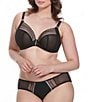 Color:Black - Image 3 - Plus Size Matilda Embroidered Sheer Plunging Convertible U-Back to Racerback Contour Wire Full-Busted Bra
