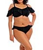 Elomi Plus Size Plain Sailing High Leg Ruffle Hipster Swim Bottom, Color:Black - Image 3