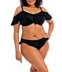 Elomi Plus Size Plain Sailing Off-The-Shoulder Underwire Bra Size Ruffle Swim Top & High Leg Ruffle Hipster Swim Bottom - Image 1
