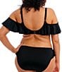 Elomi Plus Size Plain Sailing Off-The-Shoulder Underwire Bra Size Ruffle Swim Top, Color:Black - Image 2