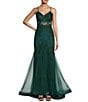Color:Hunter - Image 1 - Embellished Illusion Corset Lace-Up Back Mermaid Gown
