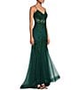 Color:Hunter - Image 3 - Embellished Illusion Corset Lace-Up Back Mermaid Gown