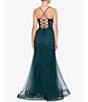 Color:Hunter - Image 6 - Embellished Illusion Corset Lace-Up Back Mermaid Gown