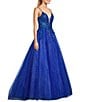 Color:Royal - Image 3 - Embroidered Floral Illusion Bodice Ball Gown