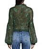 Emory Park Floral Printed V-Neck Button Front Long Sleeve Cinched Hem Blouse, Color:Hunter Green Floral - Image 2