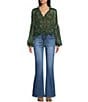 Emory Park Floral Printed V-Neck Button Front Long Sleeve Cinched Hem Blouse, Color:Hunter Green Floral - Image 4