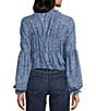 Emory Park Paisley Printed V-Neck Button Front Long Sleeve Cinched Hem Blouse, Color:Blue Paisley - Image 2