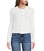 Emory Park Pointelle Knit Long Sleeve Fitted Button Front Cardigan - Image 5