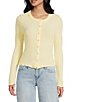 Emory Park Pointelle Knit Long Sleeve Fitted Button Front Cardigan - Image 5