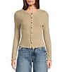 Emory Park Pointelle Knit Long Sleeve Fitted Button Front Cardigan - Image 1