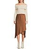 Emory Park Polka Dot Print Side Slit Midi Skirt, Color:Brown Polka Dot - Image 3