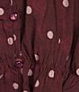 Emory Park Polka Dot V-Neck Button Front Long Sleeve Cinched Hem Blouse, Color:Burgundy Polka Dot - Image 4