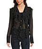 Emory Park Sheer Cascade Ruffle V-Neck Long Sleeve Blouse - Image 5