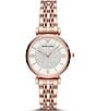 Color:Rose Gold - Image 1 - Women's Pave Stone Two-Hand Rose Gold-Tone Stainless Steel Watch