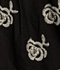 Color:Black - Image 3 - Adreana Embroidered Flower Square Neck Sleeveless Tie Strap Midi Dress