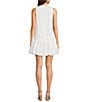 En Saison Chloe Floral Embroidered Crew Neckline Sleeveless Bubble Hem Mini Dress, Color:White - Image 2