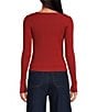 En Saison Colby Knit Tank and Caridgan Two-Piece Square Neck Long Sleeve Sweater, Color:Brick - Image 2