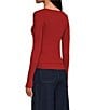En Saison Colby Knit Tank and Caridgan Two-Piece Square Neck Long Sleeve Sweater, Color:Brick - Image 4