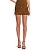 En Saison Eloise Coordinating Faux Suede Button Front Mini Skirt, Color:Brown - Image 1