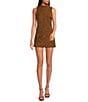 En Saison Eloise Coordinating Faux Suede Button Front Mini Skirt, Color:Brown - Image 3