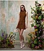 En Saison Eloise Faux Suede Mock Neck Sleeveless Coordinating Top, Color:Brown - Image 6