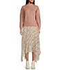 Color:Oat - Image 3 - Ever Printed High Rise Asymmetrical Ruffle Hem Pleated Midi Skirt