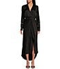 En Saison Holland Satin V-Neck Long Sleeve Faux Wrap Lace Maxi Dress, Color:Black - Image 1