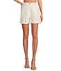 En Saison Oaklynn High Rise Inverted Pleat Denim Shorts, Color:White - Image 1