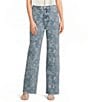 En Saison Opal Printed Slim Bootcut Medium Wash Raw Hem Denim Jeans - Image 1