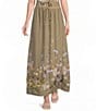 En Saison Yvette Floral Border Printed Drawstring Waist Coordinating Woven Maxi Skirt - Image 1