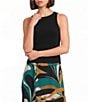 Eva Varro Active Sport Knit Double Layered Crew Neck Sleeveless Cropped Tank Top - Image 1