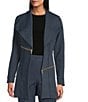 Eva Varro Barcelona Denim Wing Collar Long Sleeve Jacket, Color:Denim - Image 1
