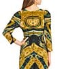 Eva Varro Coordinating Abstract Print Pleated Keyhole Neck 3/4 Sleeve Top, Color:Kesia - Image 2