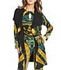 Eva Varro Coordinating Abstract Print Wing Collar Long Sleeve Wrap Coat, Color:Kesia - Image 1