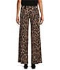 Eva Varro Coordinating Animal Print Flat Front Elastic Waist Wide Leg Pants, Color:Cashmere - Image 2