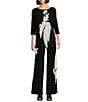 Eva Varro Coordinating Knit Brushstroke Print Boat Neck 3/4 Sleeve Side Slit Tunic, Color:Phoebe - Image 3