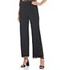 Eva Varro Double Layer Leopard High Rise Wide Leg Pants, Color:Black/Brooke - Image 1