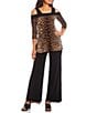 Eva Varro Double Layer Leopard High Rise Wide Leg Pants, Color:Black/Brooke - Image 3