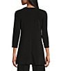 Eva Varro Five Beams Crew Keyhole Neck 3/4 Sleeve Knit Tunic, Color:Black - Image 2